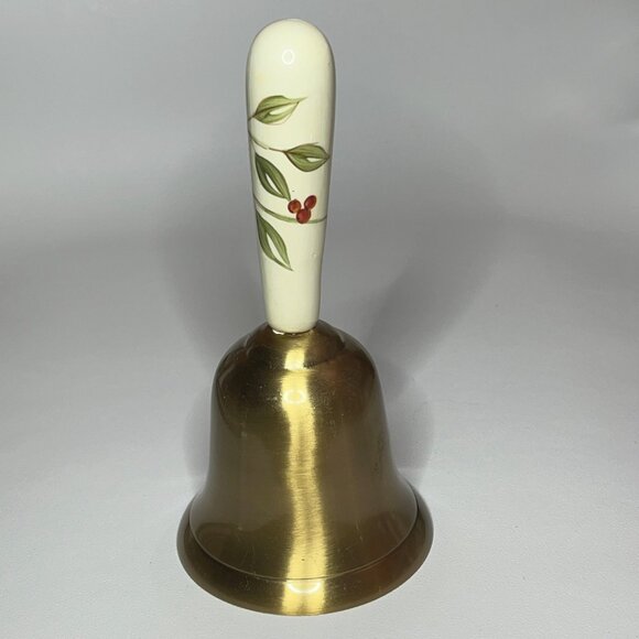 Brass Bell with Porcelain Handle Beautiful Sounding Ring - Picture 4 of 7